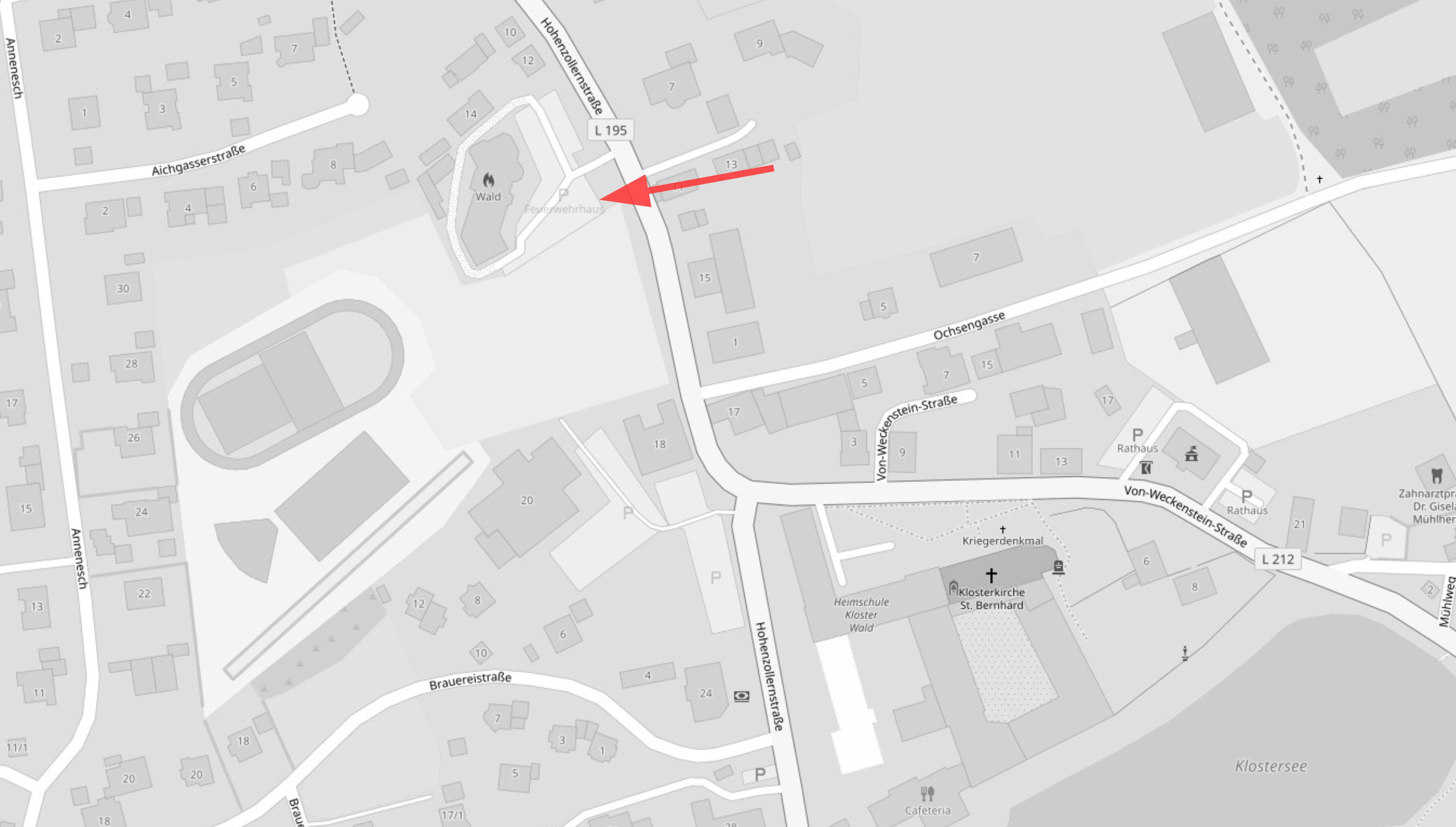 Karte Feuerwehrhaus Wald